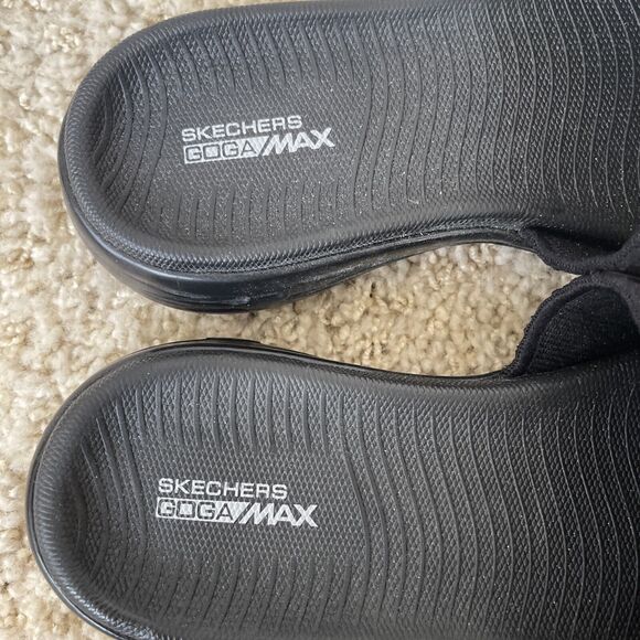 Skechers Goga Max Black Mesh Slides Sandals - Womens Sz 8M - Picture 3 of 11